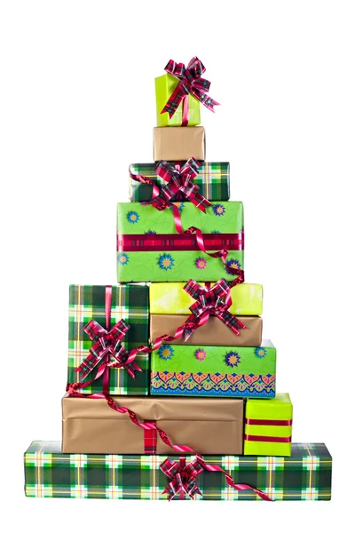 Christmas-tree made of gift boxes — Stock Photo, Image