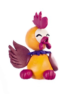 Plasticine rooster. Chinese horoscope clipart