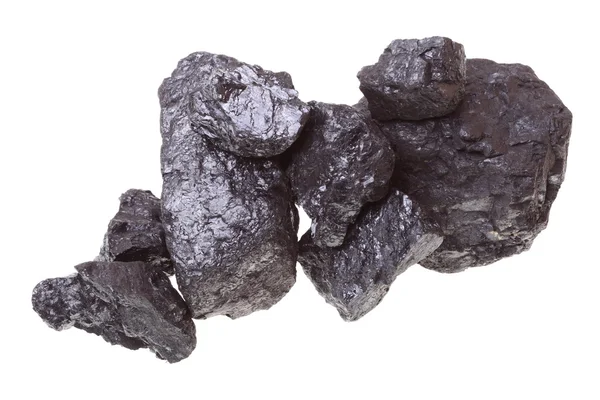 Morceaux de charbon isolés sur fond blanc — Photo