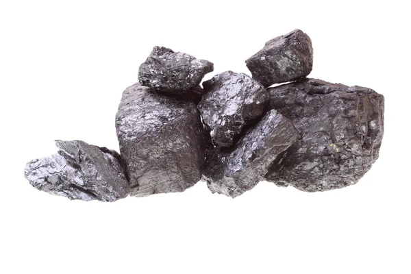 Kawałki węgla na białym tle — Zdjęcie stockowe