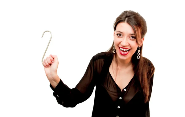 Beautiful young woman with the hook — Stock Photo, Image