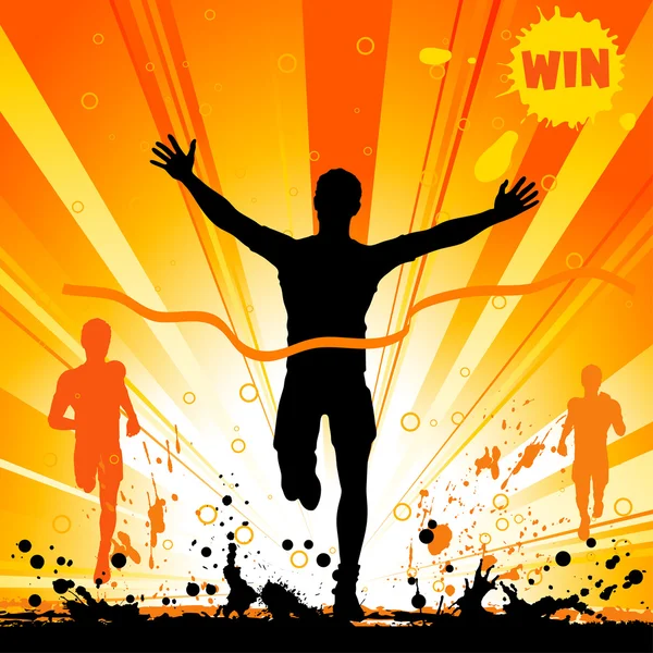 Silhouette of a Man Winner — Stock Photo, Image