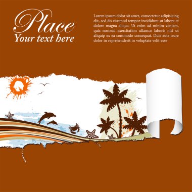 Summer background through a hole in a paper clipart