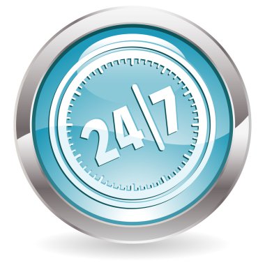 Gloss Button with twenty four hours by seven days clipart