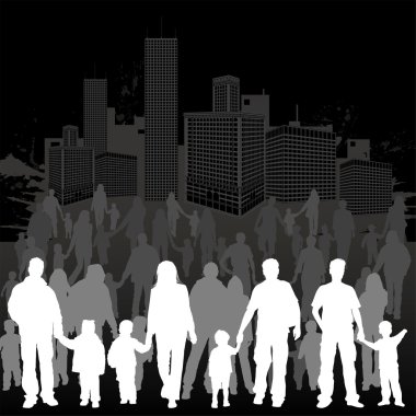 Collect family silhouettes clipart