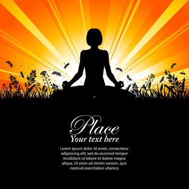 Silhouette of a Girl in Yoga pose clipart