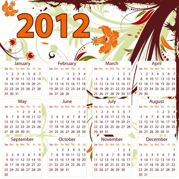 2012 年のカレンダー — ストックベクタ