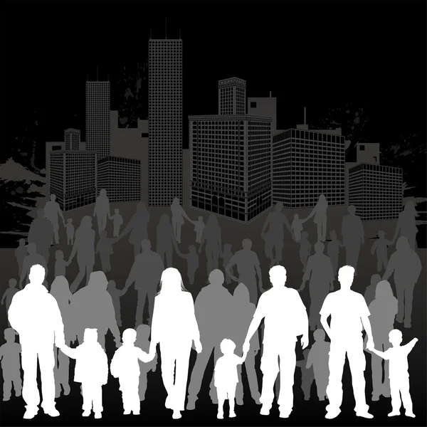 Collect family silhouettes — Stock Vector