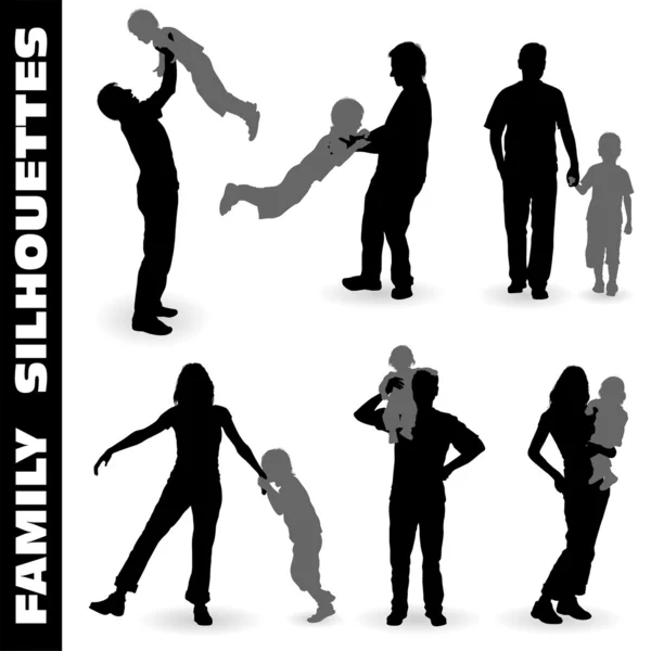 stock vector Silhouette Happy Family