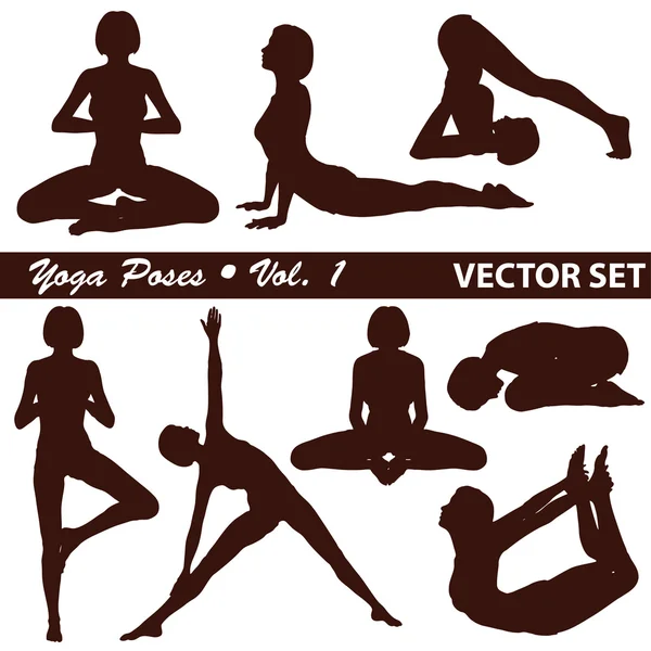 Yoga silhouetten — Stockvector