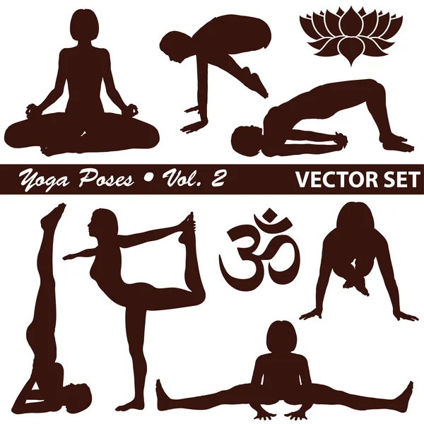 Yoga silhouetten — Stockvector