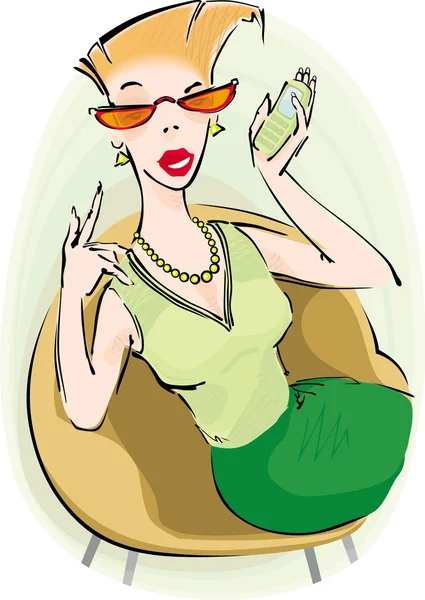 Mulher com telefone celular Ilustração De Bancos De Imagens