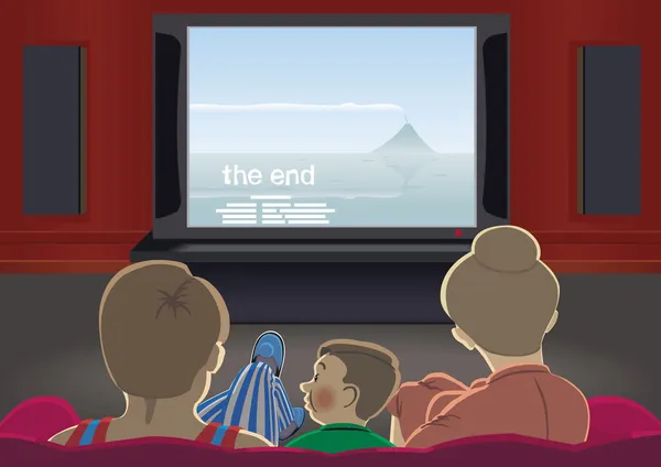 Семья смотрит телевизор — стоковый вектор