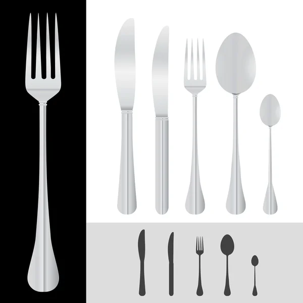 Spoon, fork, knife — Stock Vector