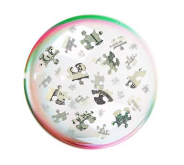 Puzzles of the dollar into big bubble clipart