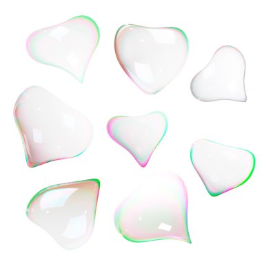 Soap bubbles heart shaped clipart