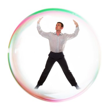 Man inside a bubble clipart