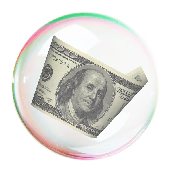 Hundred dollar bill into bubble — Stock Photo, Image