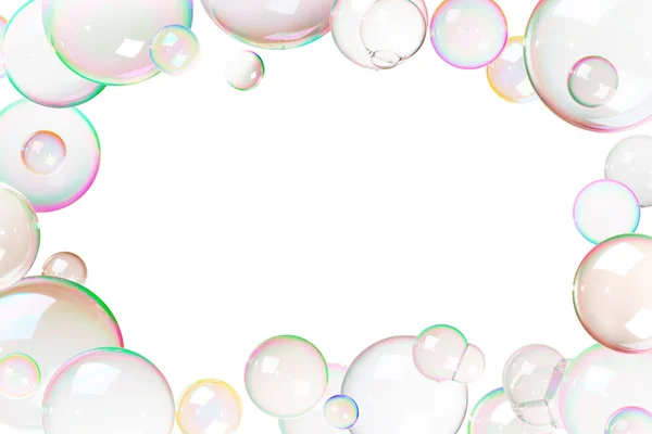 Colorful soap bubbles frame — Stock Photo, Image