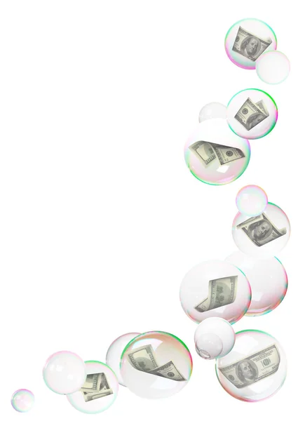 Dólares en marco de burbujas — Foto de Stock