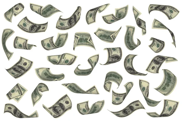 Hundred dollar bills falling — Stock Photo, Image