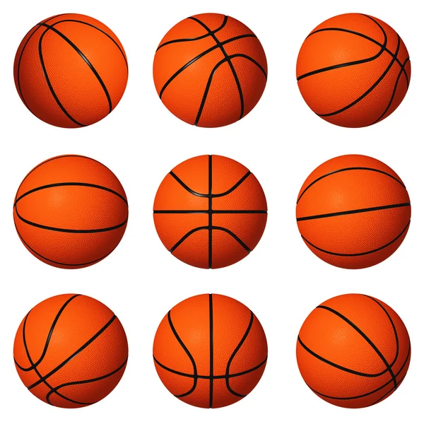 Verschillende posities van basketballen — Stockfoto