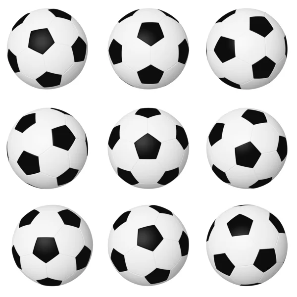 Diferentes posiciones de pelotas de fútbol — Foto de Stock