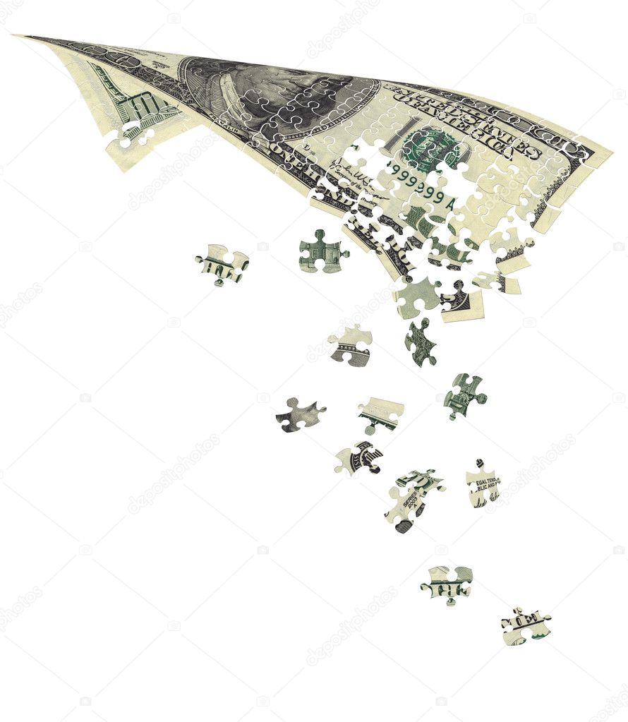 Hundred dollar bill decomposed into puzzles