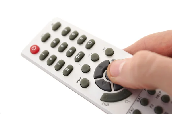 Hand and remote control — Stock Photo, Image