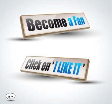 'Become a Fan' social themes 3D Panels clipart