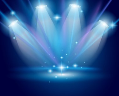 Magic Spotlights with Blue rays and glowing effect clipart