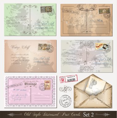 Old style distressed postcards (set 2) clipart