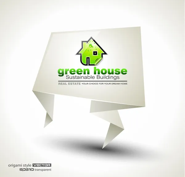 Grüne Immobilien abstrakte Origami-Papier stehen — Stockvektor