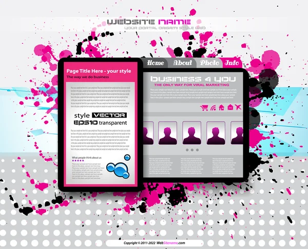 Hi tech and grunge style business website template for stylish blogs. — Stock Vector