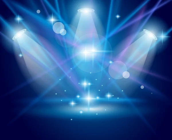 Magic Spotlights with Blue rays and glowing effect — Stock Vector