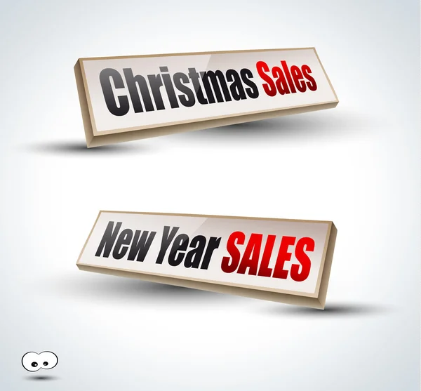 Christmas and New Year sales 3D Panels — Stock Vector