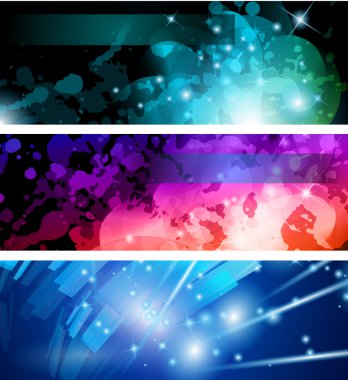 Flow of lights header backgrounds clipart