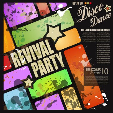 Retro' revival disco party flyer clipart