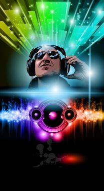 Disco Music Flyer with Disk Jokey clipart