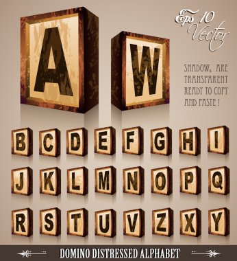 Vintage Domino Style Alphabet 3D clipart