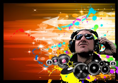 Artistic Disco Flyer with DJ shape clipart