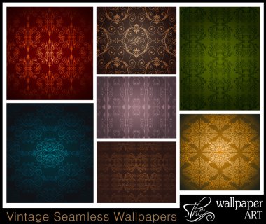 Set of 7 seamless vintage wallpapers clipart