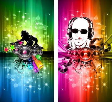 Magic Lights Disco Flyer with DJ shape clipart