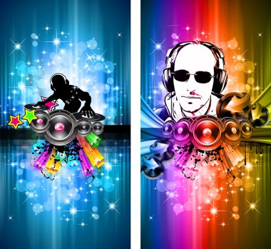 MAgic Lights Disco Flyer with DJ shape clipart