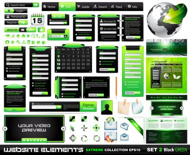 Web design elements extreme collection BlackGreen clipart