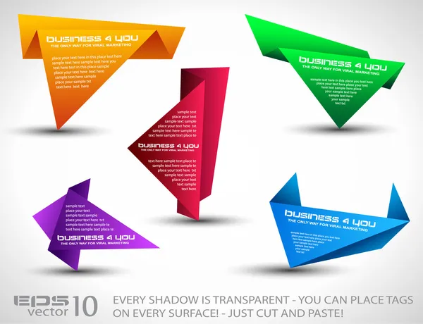 Zestaw transparent mowy stylu origami trójkąt — Wektor stockowy