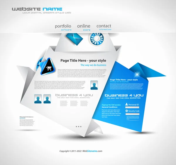 Origami-Website - elegantes Design für Geschäftspräsentationen. — Stockvektor