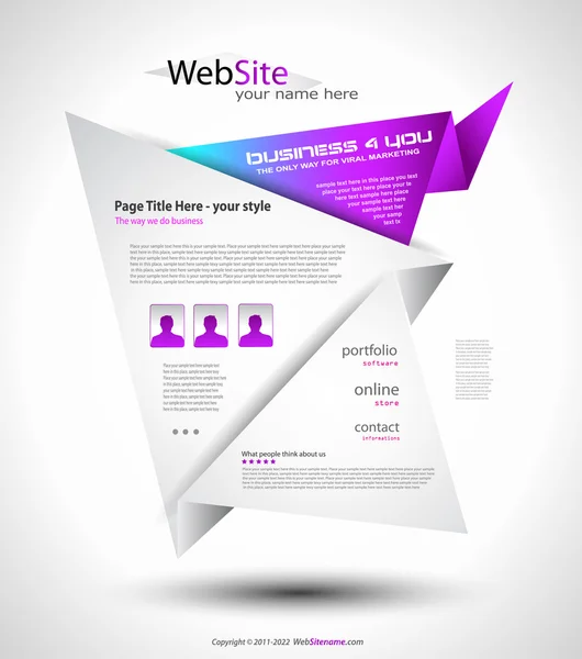 Origami webbplats - elegant design — Stock vektor