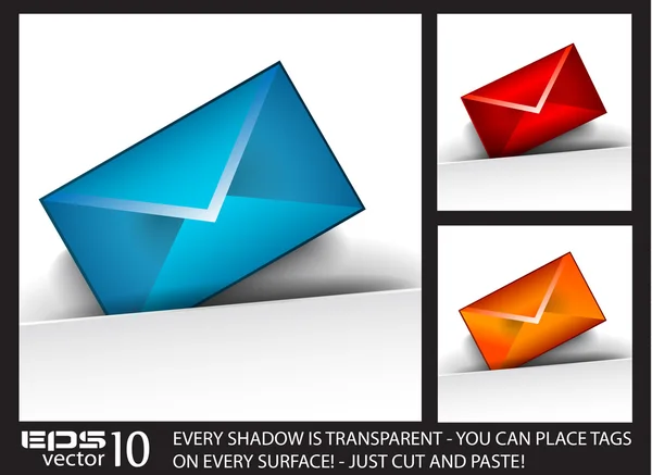 Tag carta e-mail con ombre trasparenti — Vettoriale Stock
