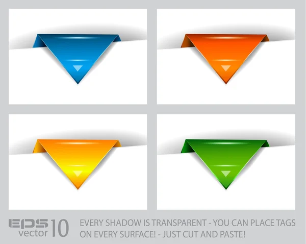 Etiquetas de papel de seta com sombras transparentes — Vetor de Stock